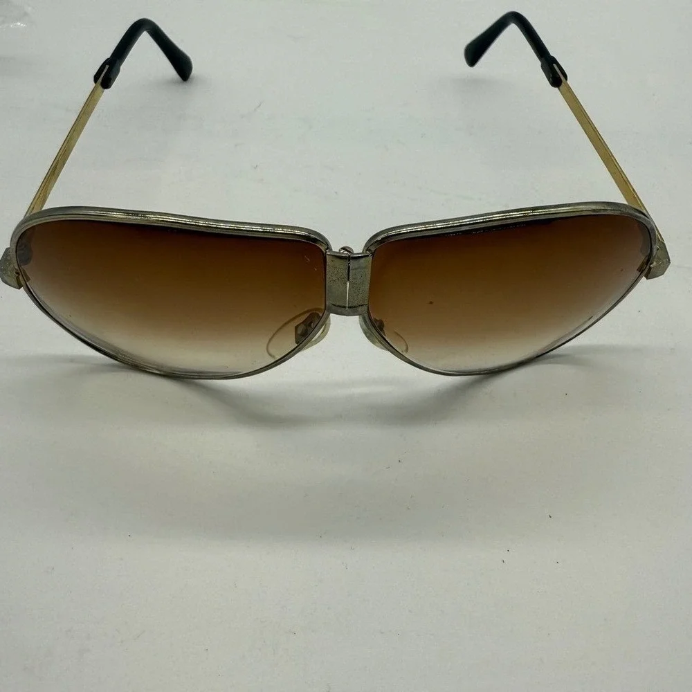 Vintage Motorcraft folding Sunglasses Aviator Gold Metal Frame carrying case‎